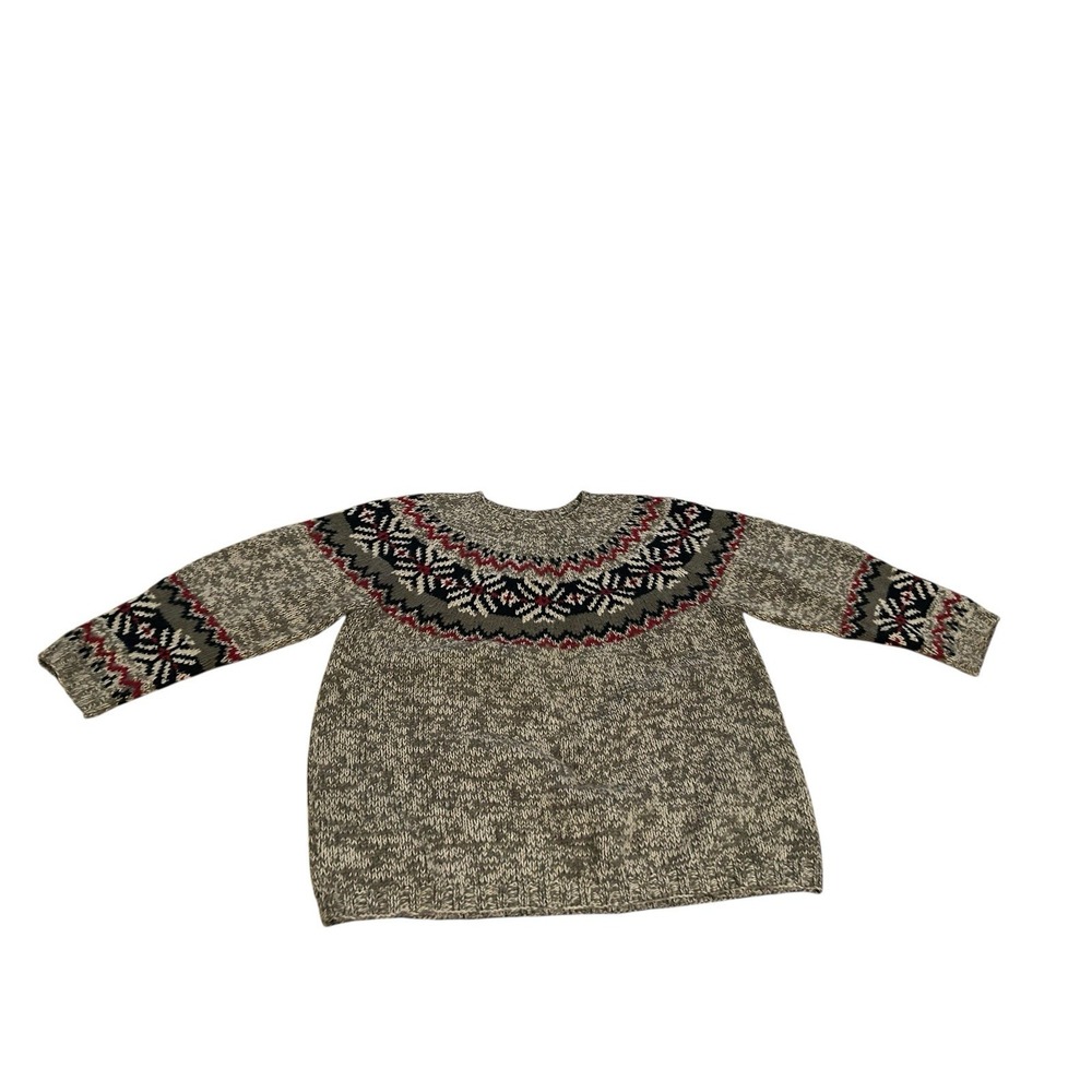 Eddie Bauer Sweater Womens‎ Medium Fair Isle Wool Blend Crewneck Pullover Winter